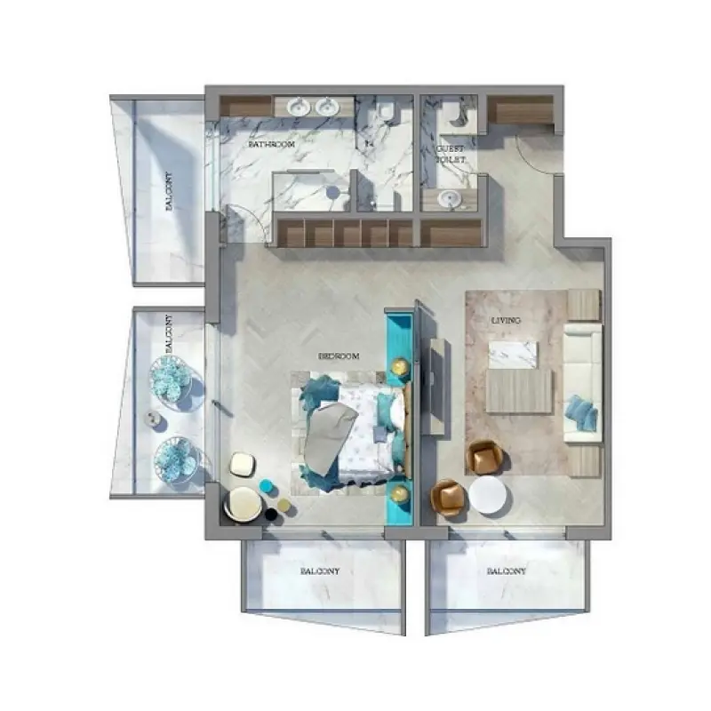 1 bedroom floor plan