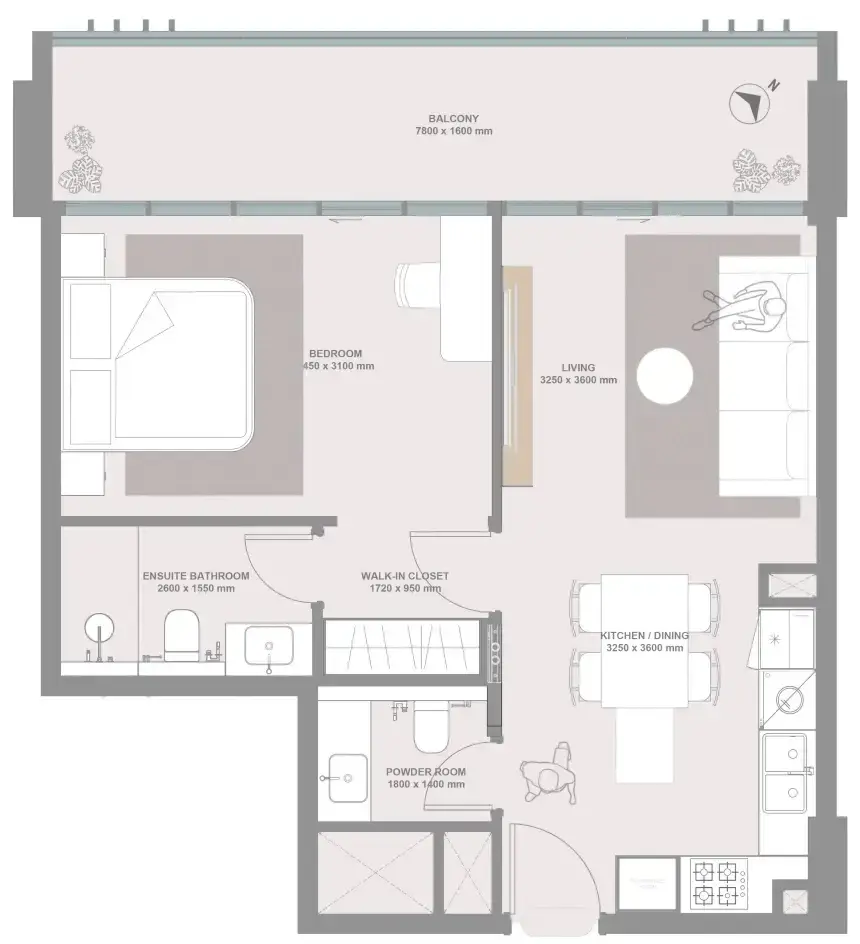 1 Bedroom apartments - Linea by Holm floor plan