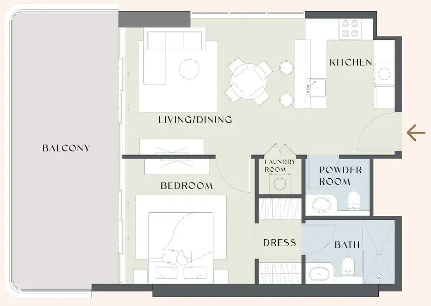 1 Bedroom apartments - Chelsea Gardens floor plan