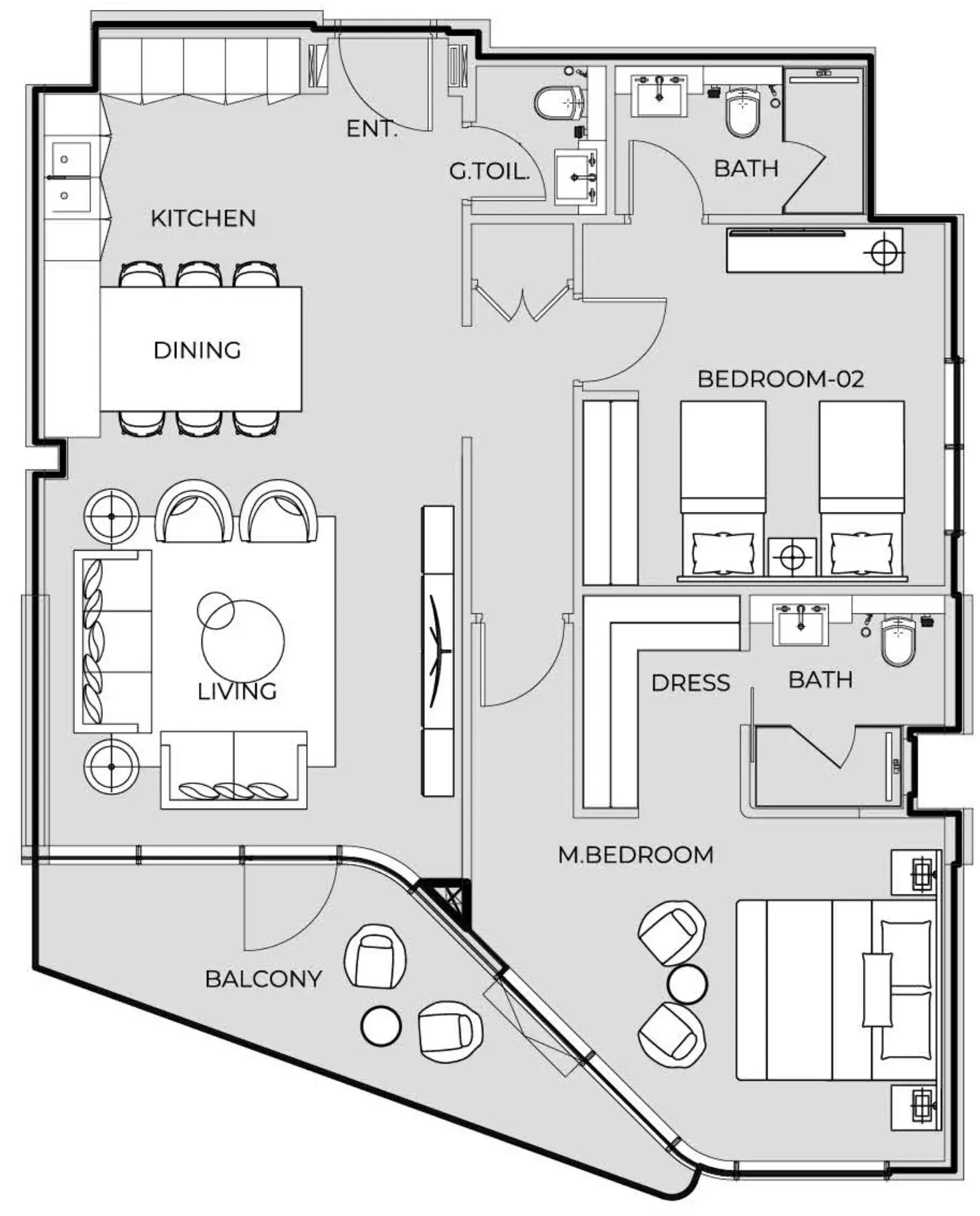 2 Bedrooms apartments - Coastal Haven floor plan