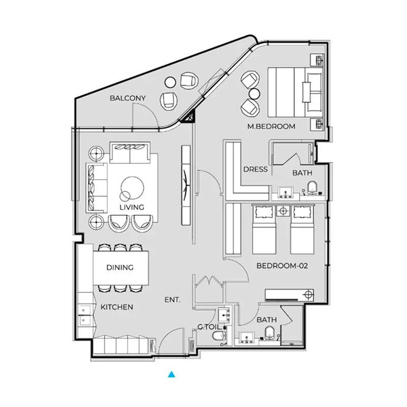2 bedroom floor plan