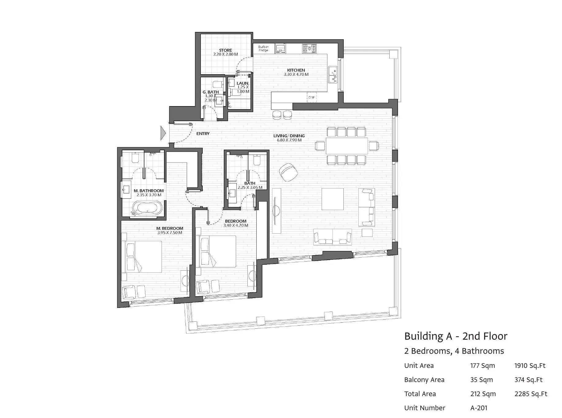Type A201 floor plan