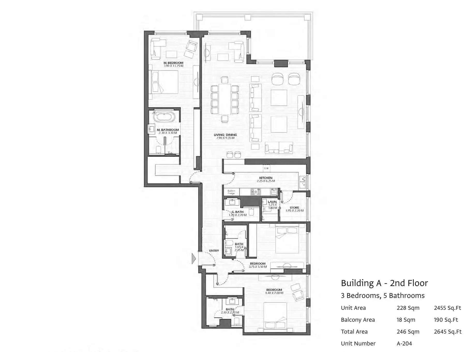 Type A204 floor plan