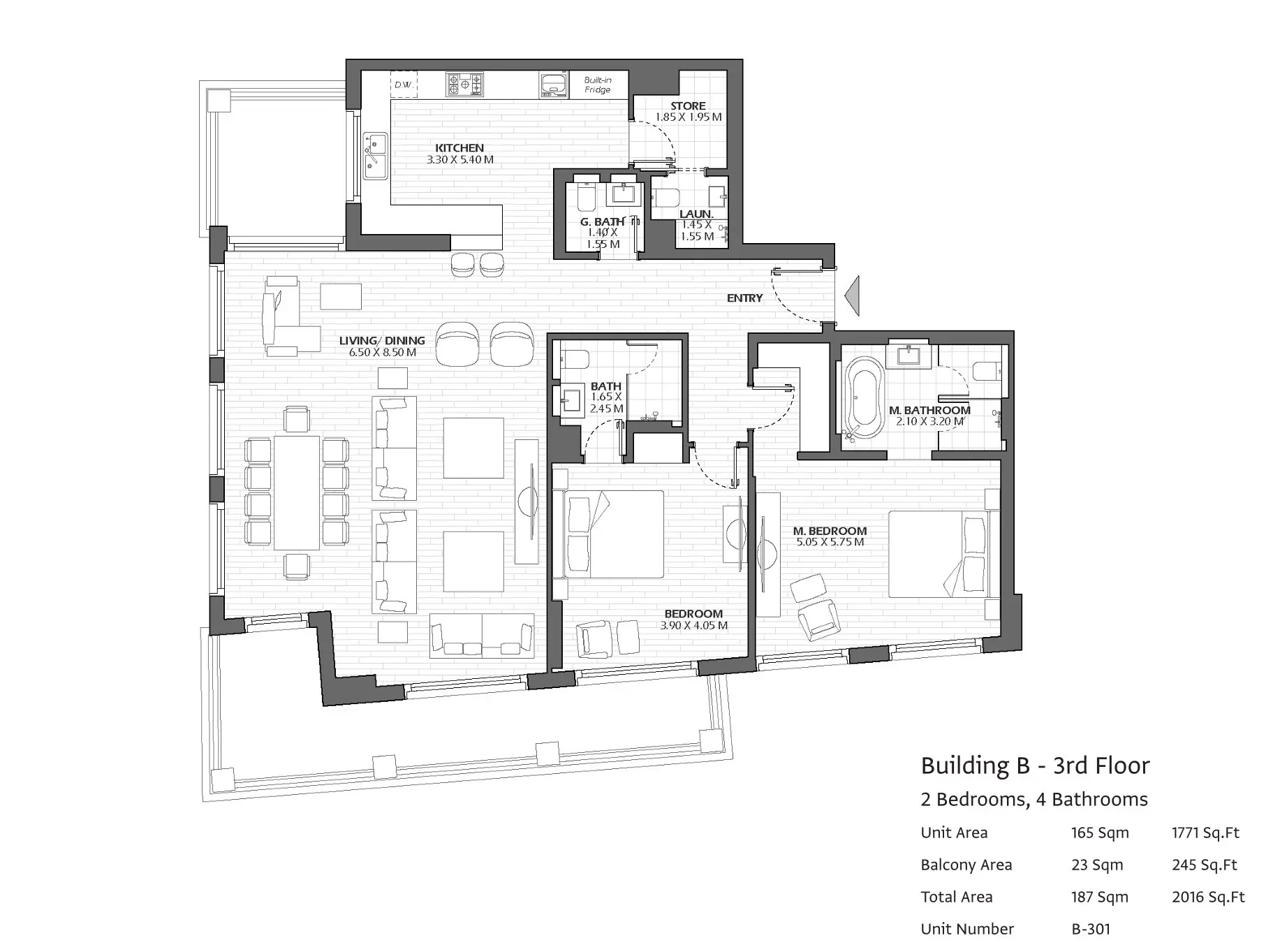 Type B301 floor plan