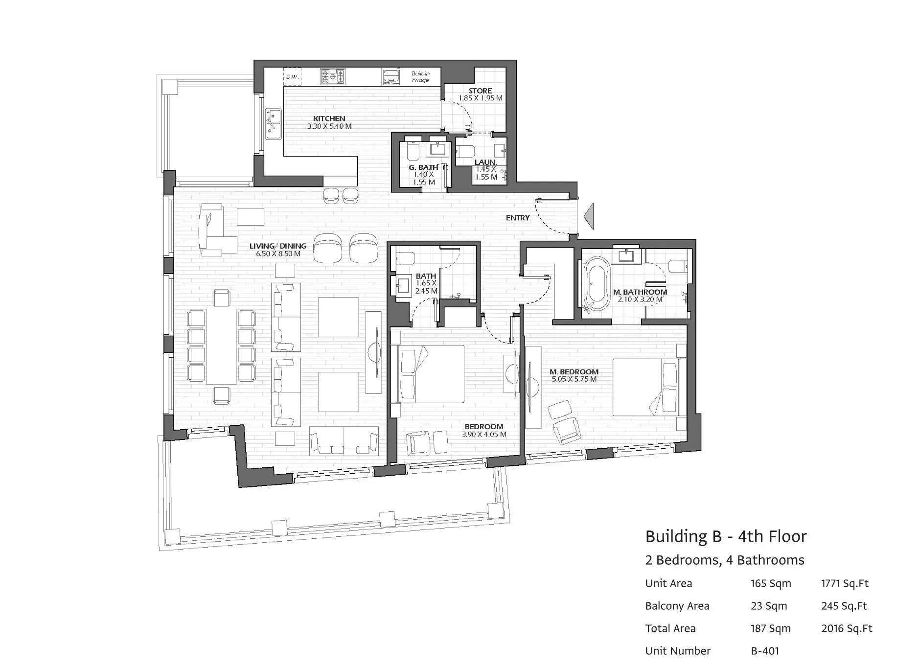 Type B401 floor plan