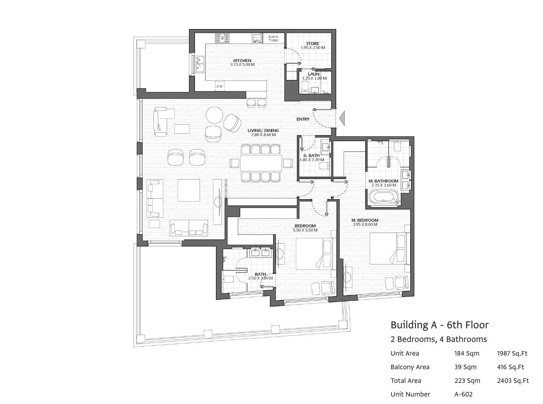 Type A602 floor plan