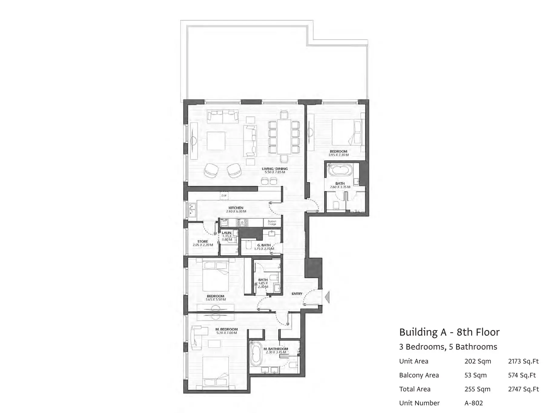 Type A802 floor plan