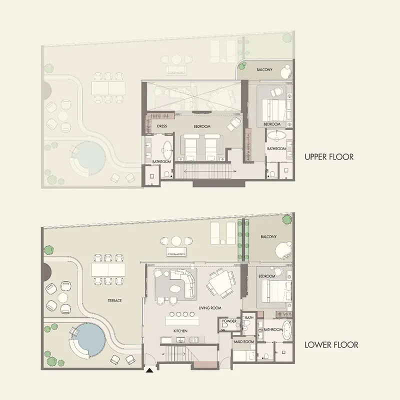 3 bedroom Duplex -  W Residences Al Marjan Island RAK floor plan