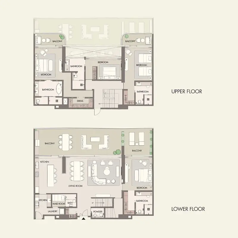 4 bedroom Duplex -  W Residences Al Marjan Island RAK floor plan