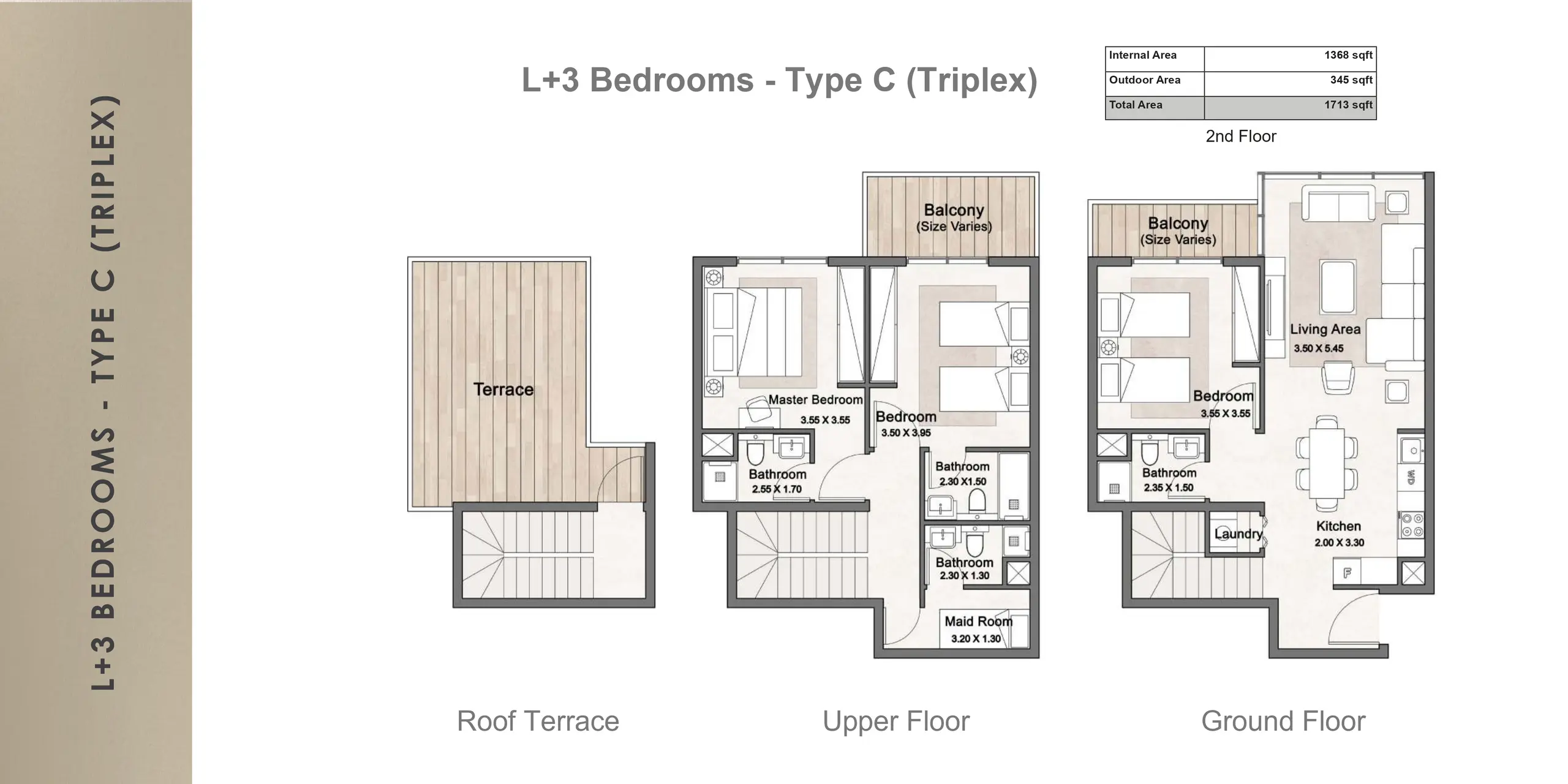 Types C Triplex floor plan