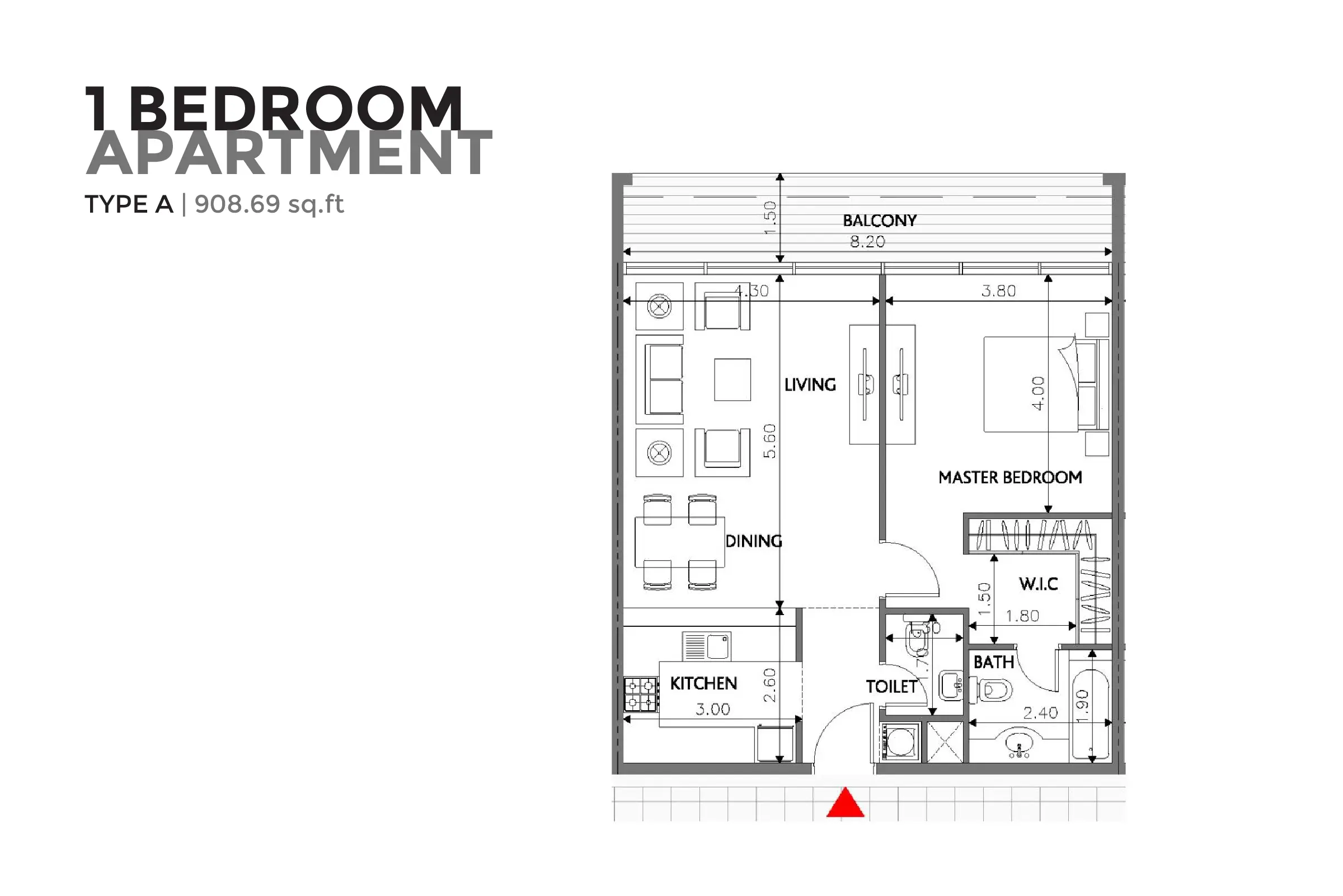1 Bedroom floor plan