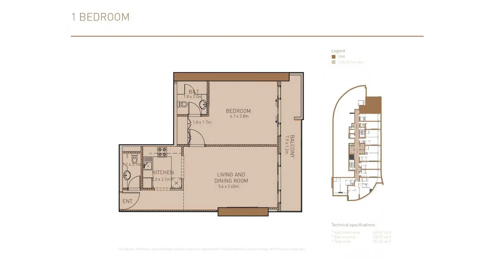 1 BR floor plan