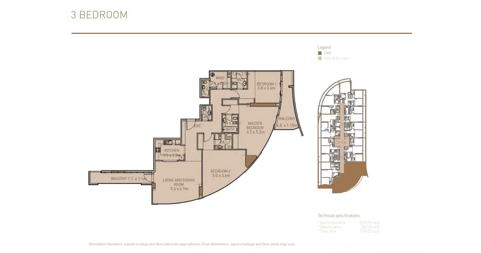 3 BR floor plan