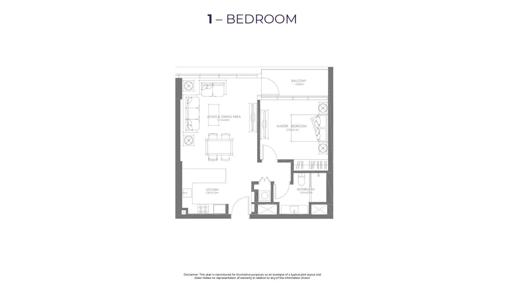 1-bedroom floor plan