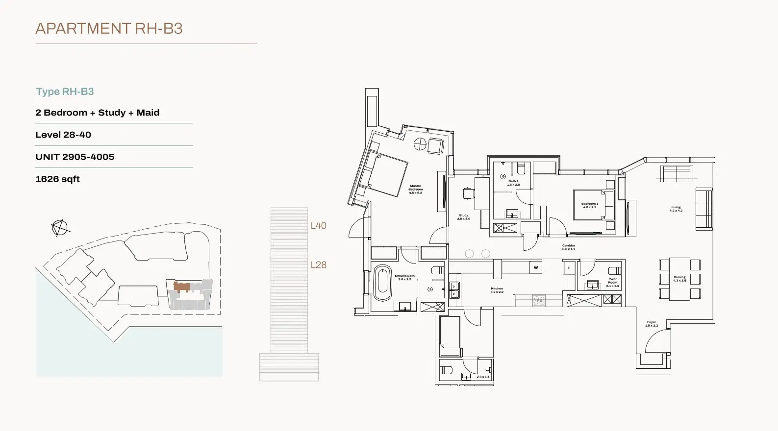 Unit 2905–4005 floor plan