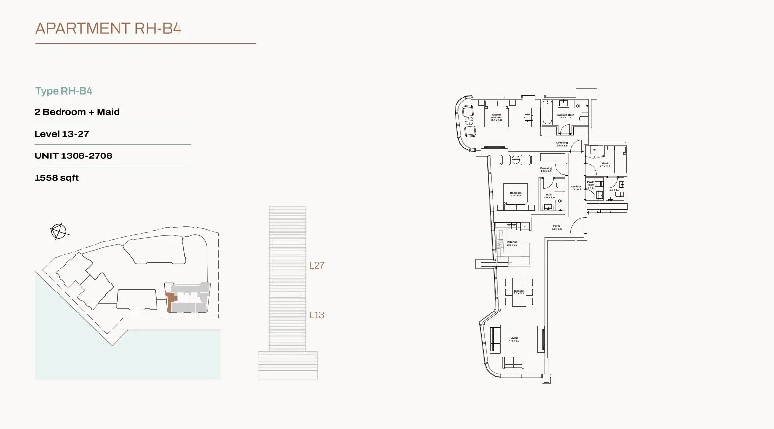 Unit 1308–2708 floor plan