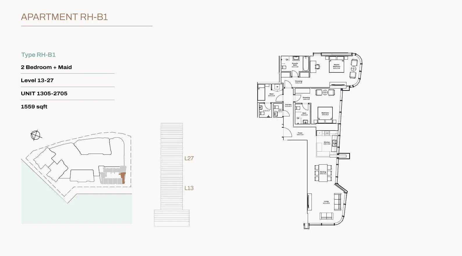 Unit 1305–2705 floor plan