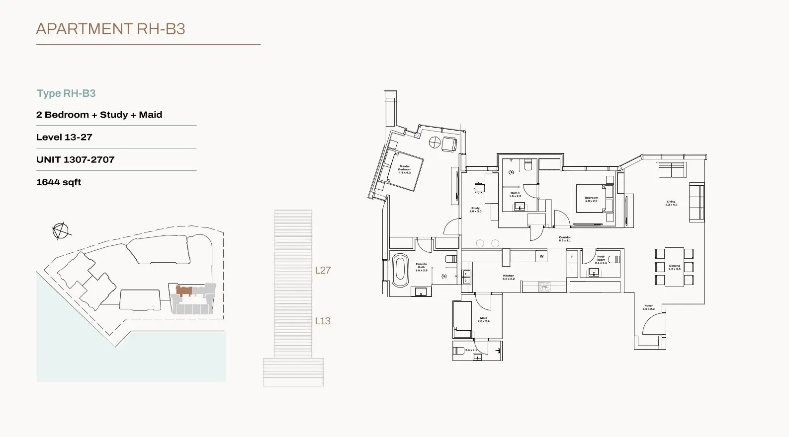 Unit 1307–2707 floor plan