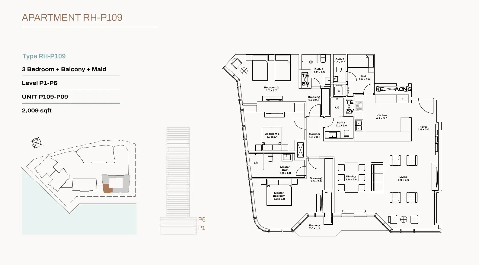 P1–P6 floor plan