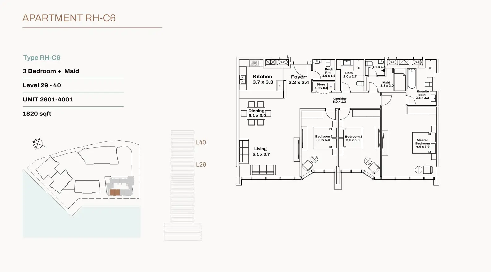 Unit 2901–4001 floor plan