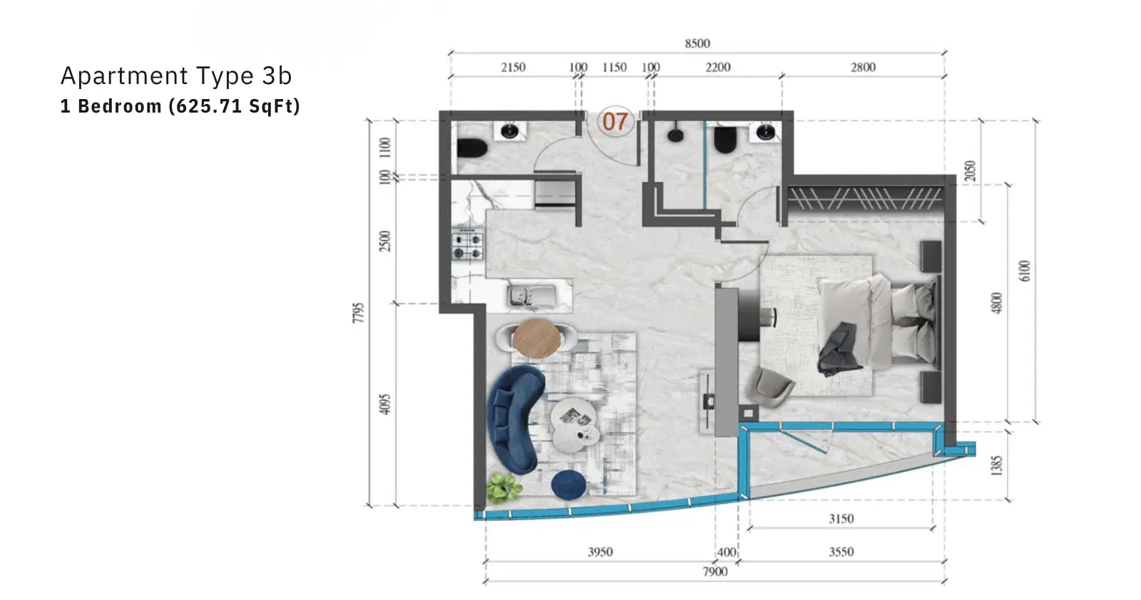 Type 3B floor plan