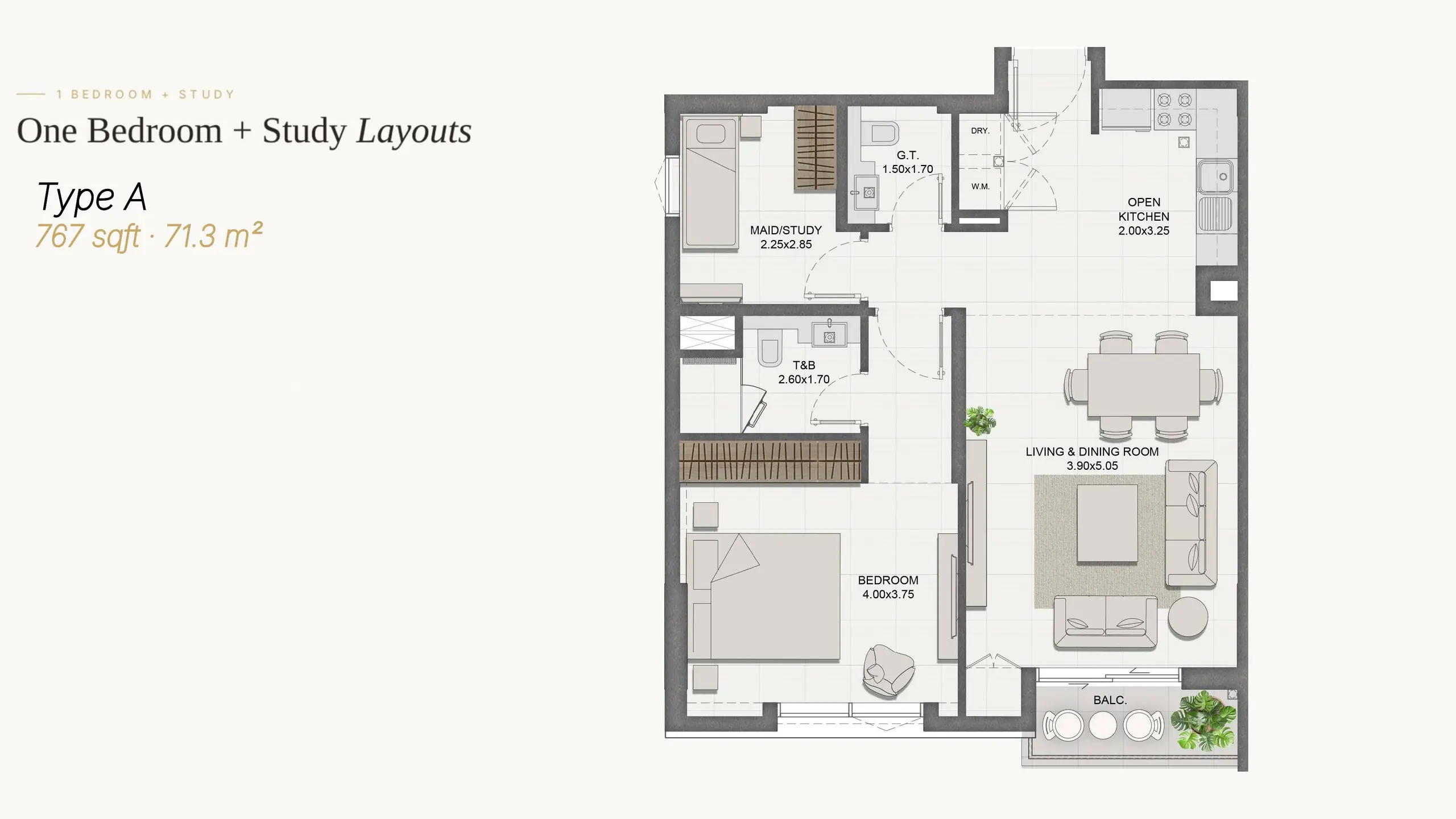 Type A + Study floor plan