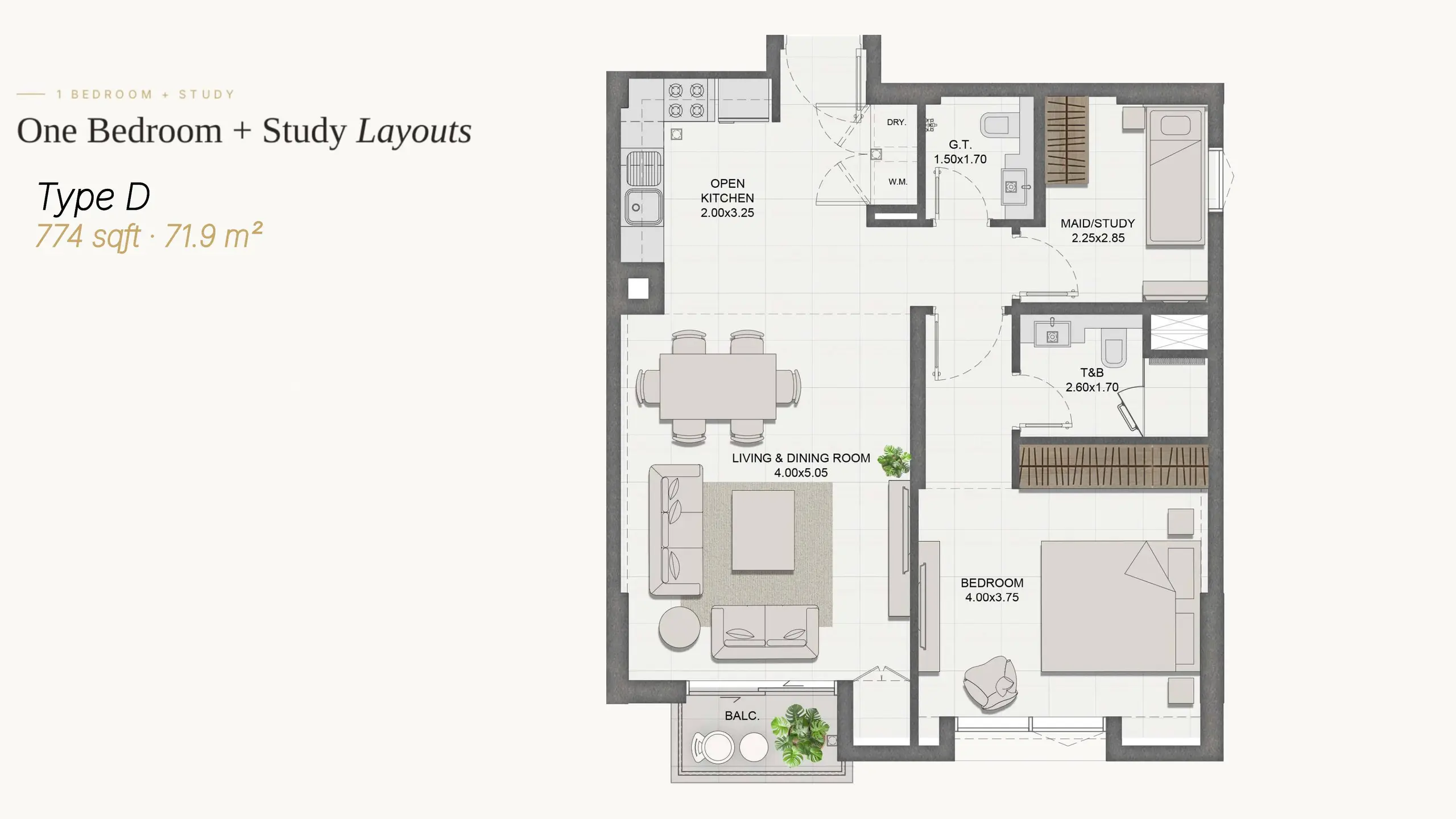 Type D + Study floor plan