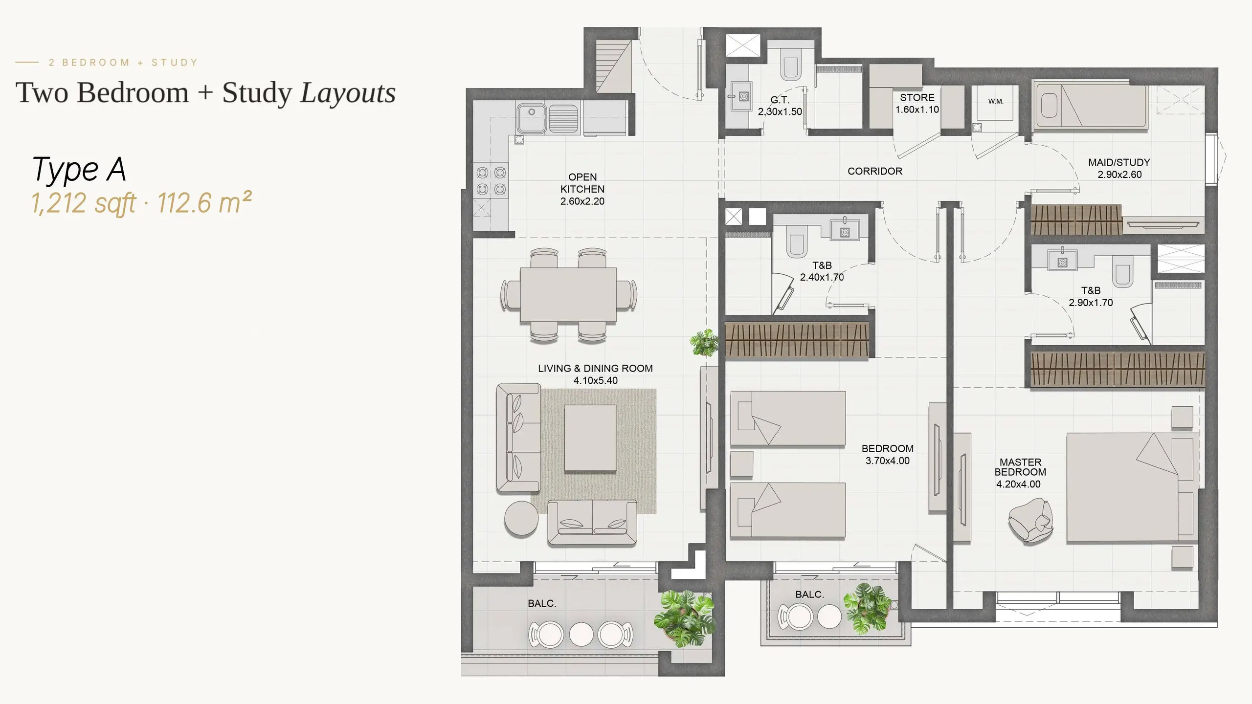 Type A + Study floor plan