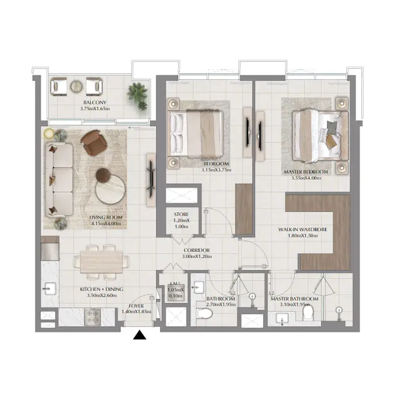 2 Bedrooms apartments - Terra Woods floor plan