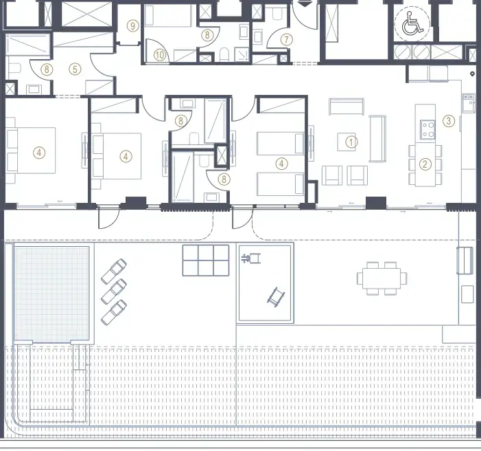 3 Bedrooms apartments - Liora floor plan