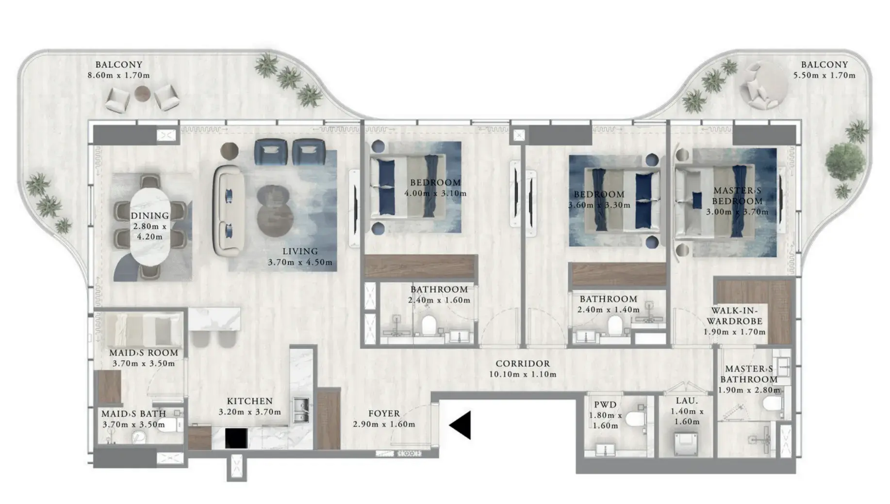 3.5 bedrooms apartments - Royal Yacht Club Residence floor plan
