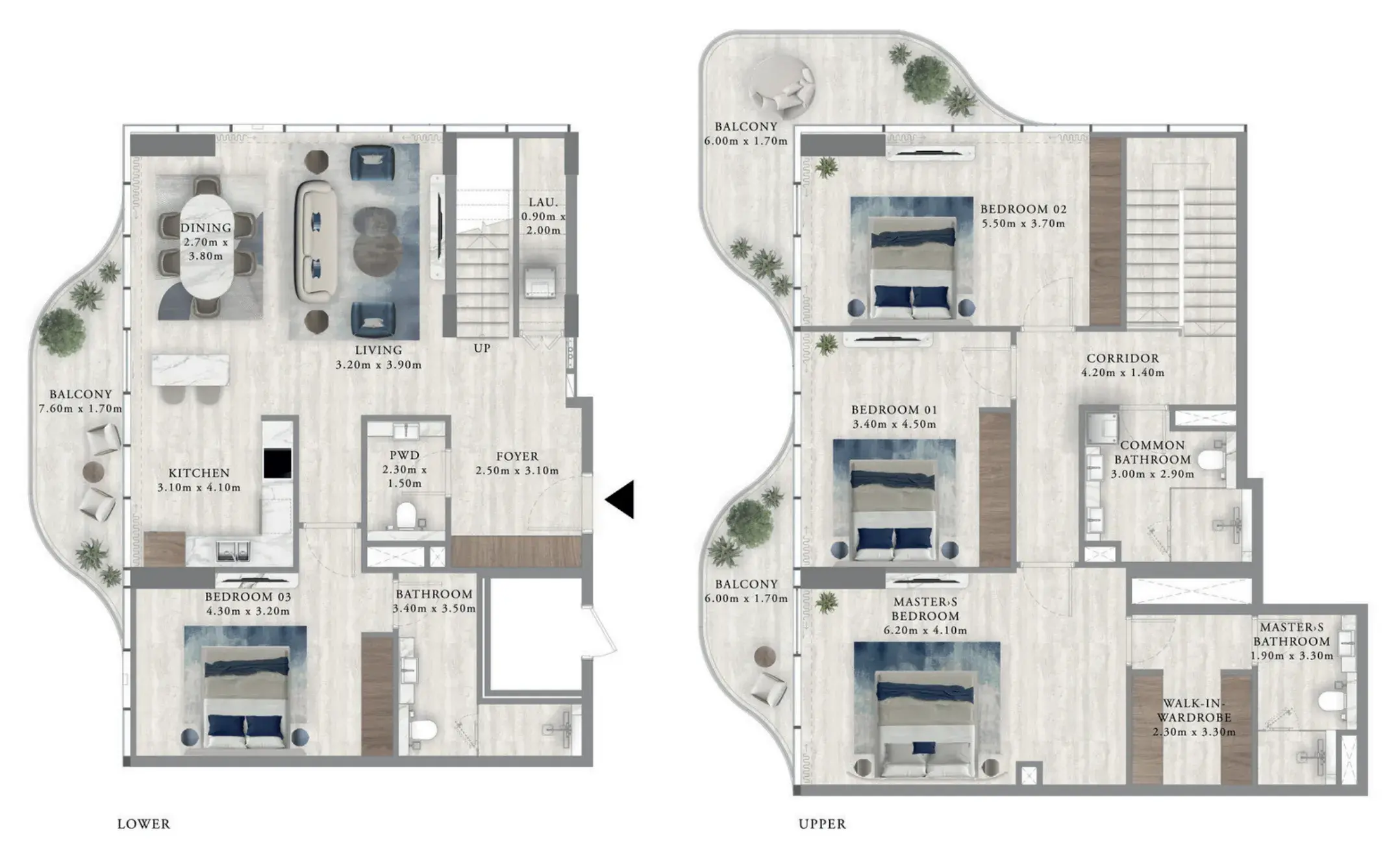 4 Bedrooms duplex - Royal Yacht Club Residence floor plan