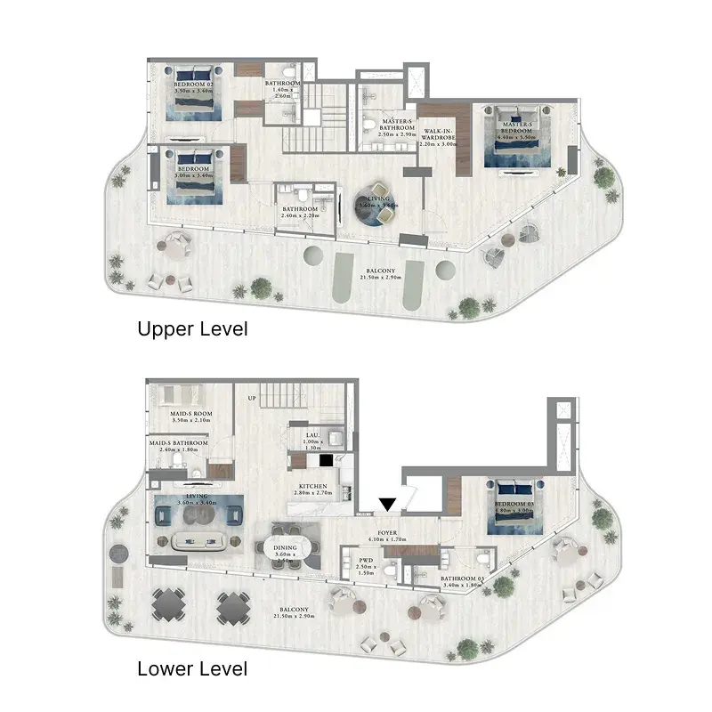 4.5 bedrooms duplex - Royal Yacht Club Residence floor plan