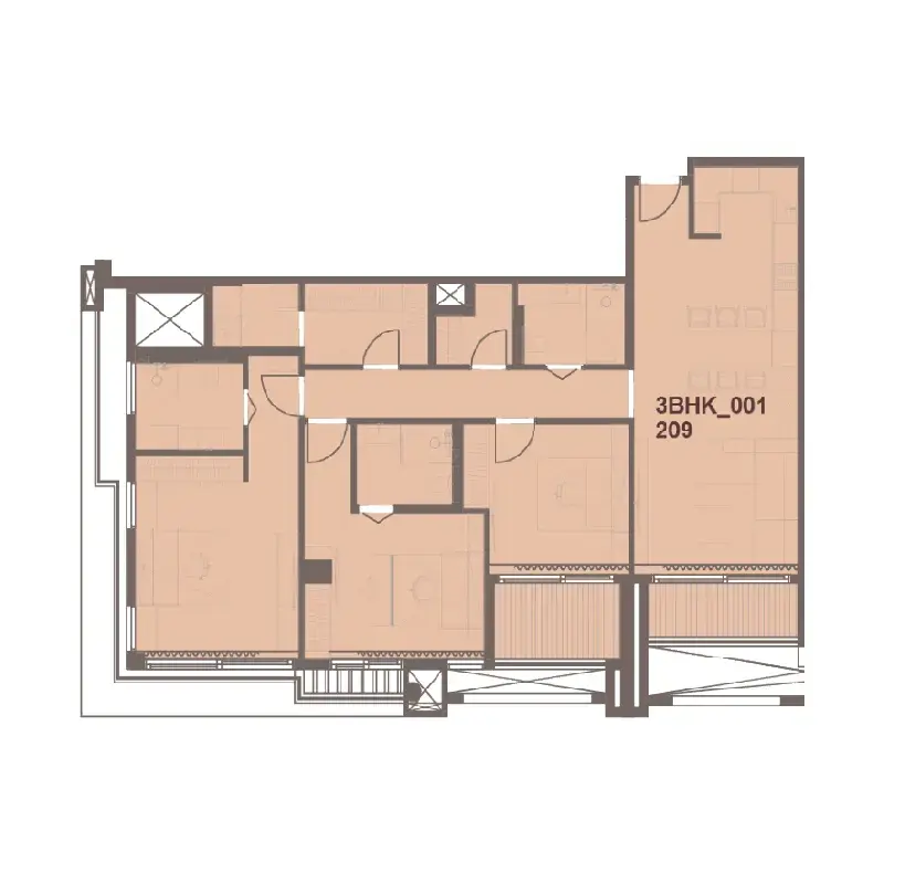 3 Bedrooms apartments - J-Haus Residence floor plan