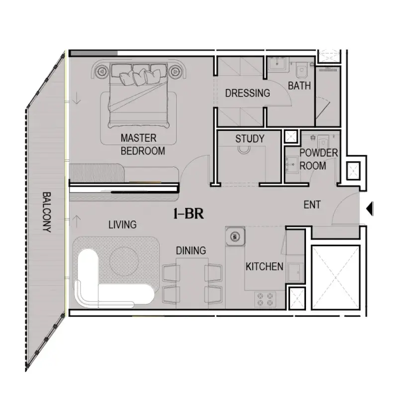 1 Bedroom apartments - Tresora by Wadan floor plan