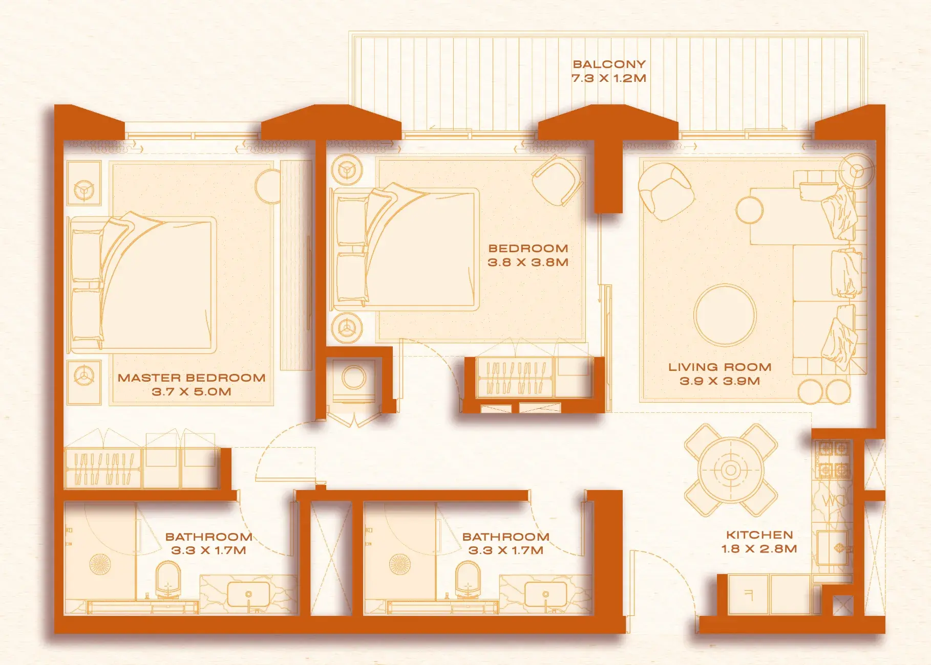 2 Bedrooms apartments - Avenew 888 - Loom floor plan