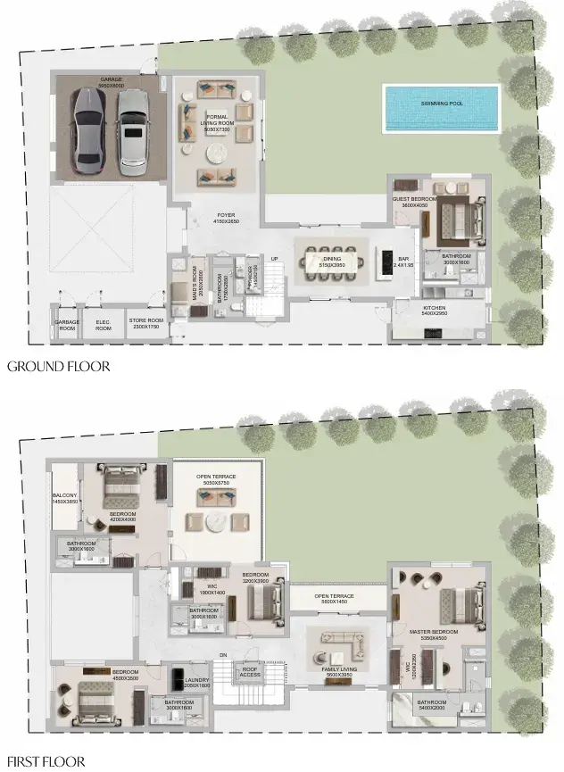 5 Bedrooms villa - The Grove at Sobha Sanctuary floor plan