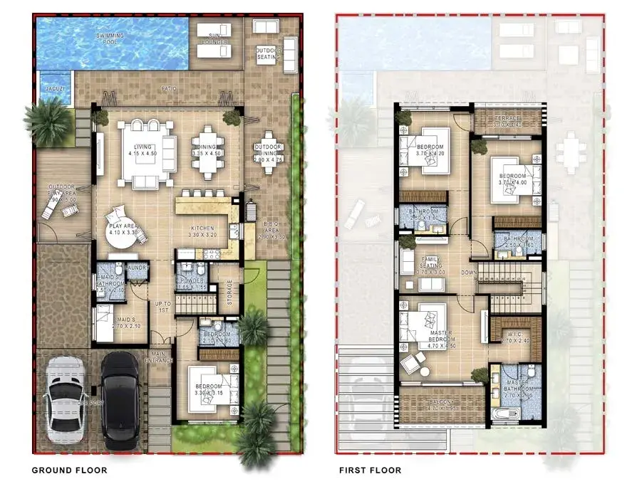 4.5 bedrooms villa - Damac Hills - Ivory floor plan