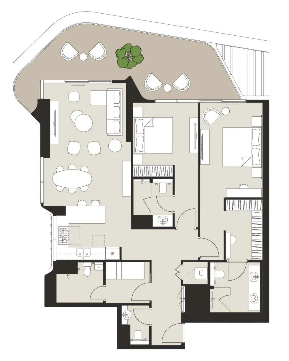 2 Bedrooms apartments - Artistry One Residences floor plan