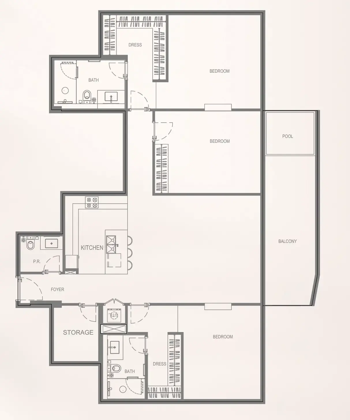 3 Bedrooms apartments - Bayview Boulevard floor plan