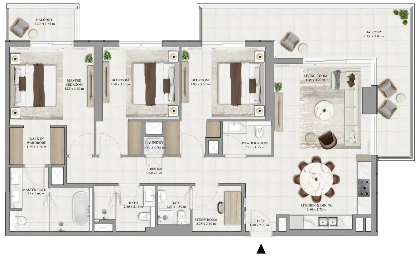 3 Bedrooms apartments - Greencrest floor plan