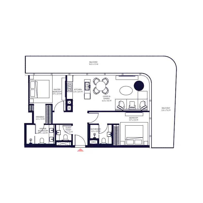 2 Bedrooms apartments - Inaura Hotels & Residences Downtown floor plan