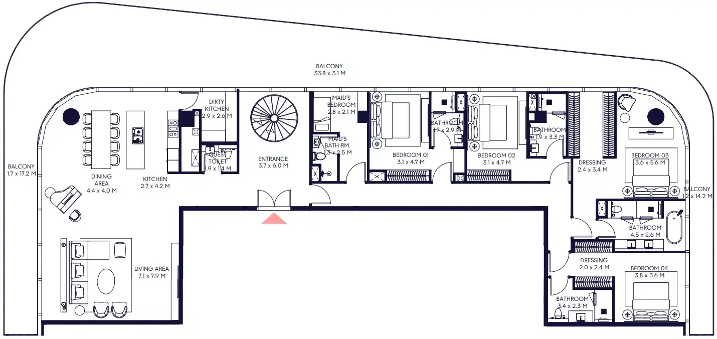 5 Bedrooms apartments - Inaura Hotels & Residences Downtown floor plan
