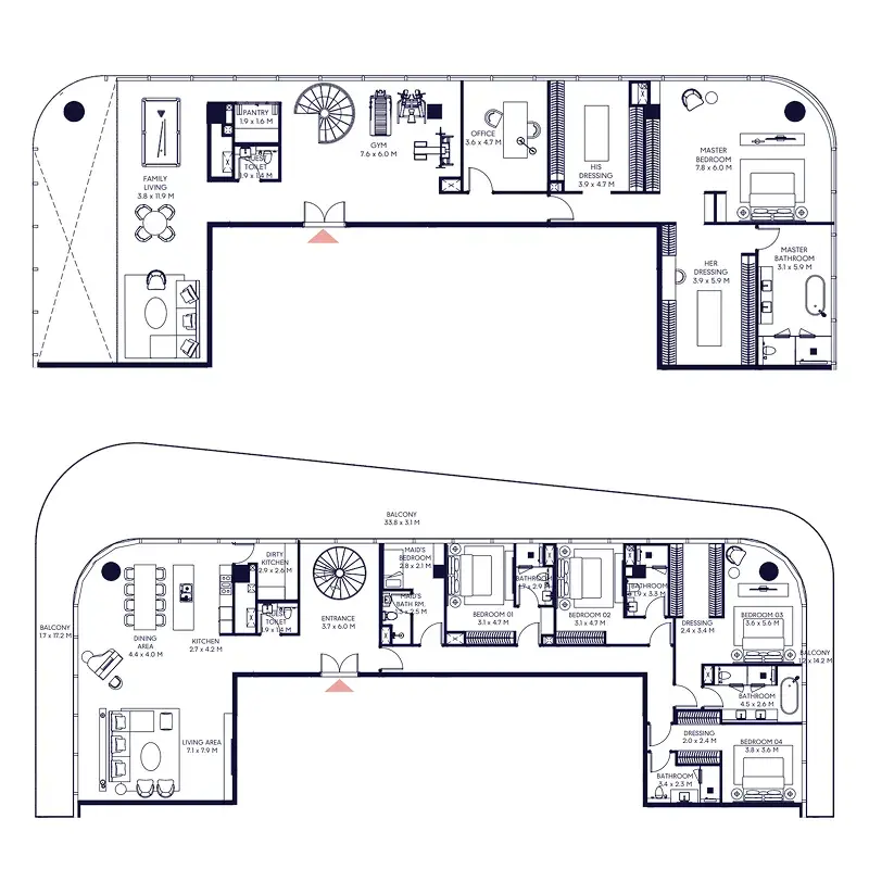 5 Bedrooms duplex - Inaura Hotels & Residences Downtown floor plan